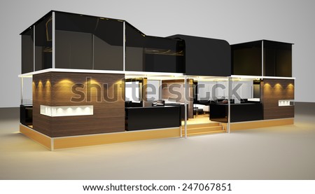 modern booth exhibition design with blank banner