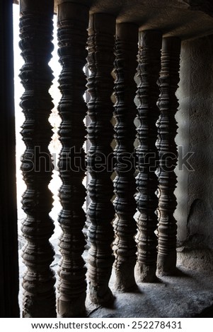 Typical window balusters found at Angkor Wat, Siem Riep, Cambodia