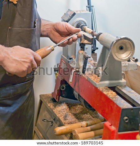 craftsman hands at work   latheing wood