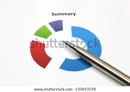 Business graph analysis report with pen