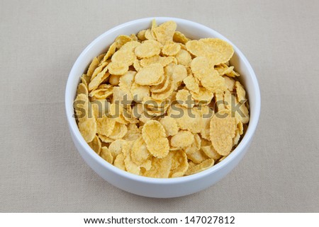 Breakfast crunchy corn flakes and milk