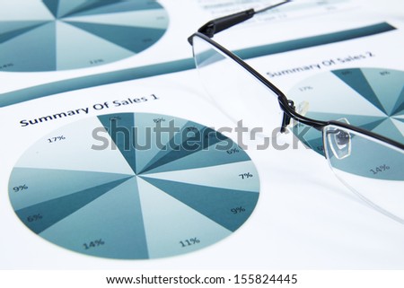 Financial data analyzing. Graphs and charts