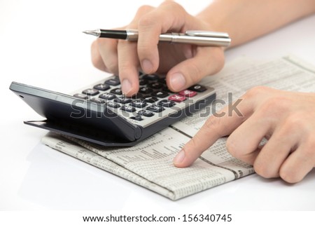 Business finance man calculating budget numbers
