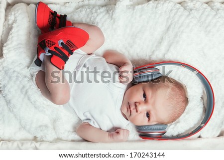 The musical kid in earphones