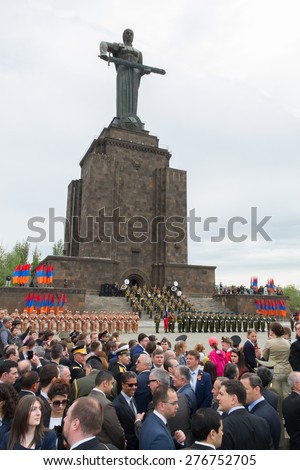 Victory Park and the monument to Mother Armenia May 9, 2015 event dedicated to the seventieth day of victory. Armenia, Yerevan