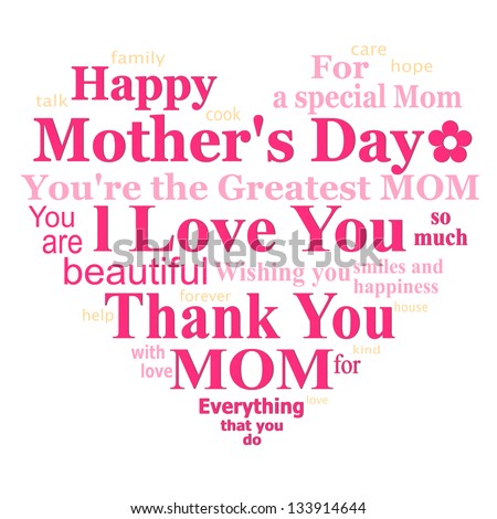 Happy Mothers Day Card Design On White Background Stock Photo.