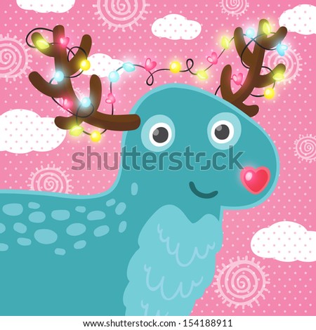 Cute cartoon Christmas deer