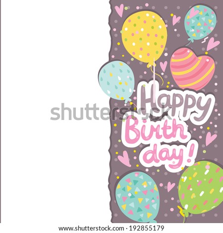 Happy Birthday card background with balloons. Vector holiday party template