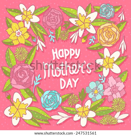 Happy Mothers day greeting card for holiday.