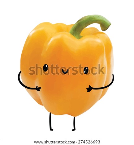 traced photo of yellow pepper Cute vegetable character traced photo of yellow pepper Cute vegetable character