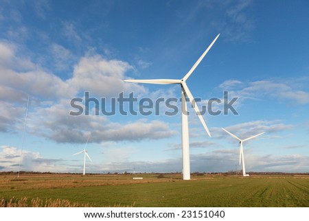 Windmills in the Danish Marsh Near Esbjerg, Denmark is a very big windmill farm.