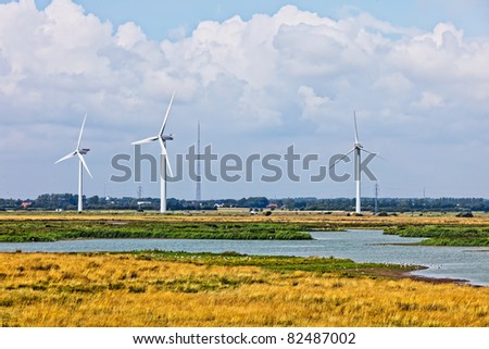 Near Esbjerg, Denmark is a very big windmill farm.