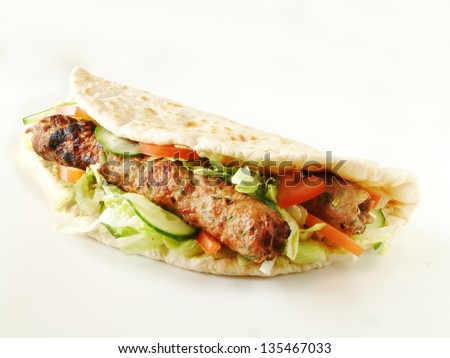 lamb kofta kebab naan bread sandwich