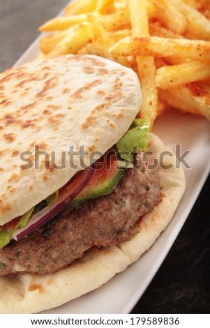 Indian style lamb shish kofta kofte Pakora naan bread burger