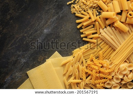 mixed dried pasta selection