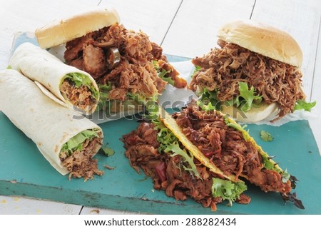 pulled pork taco sandwiches wraps