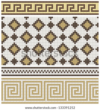 Seamless mosaic friezes and decors in brown and beige tones. Similar images in my portfolio.