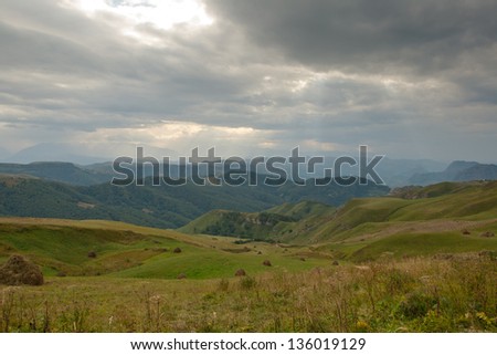 Caucasus Russia, landscape, on the road to Mount Elbrus