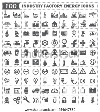 100 icon vector, industry factory energy.