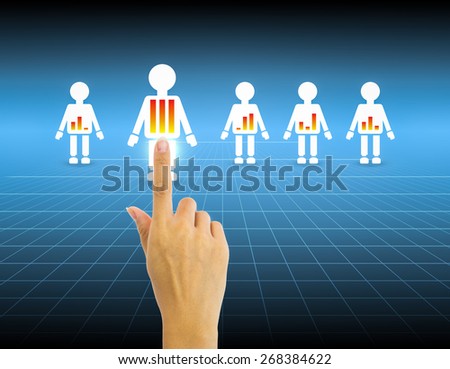 Hand select people with blue background.