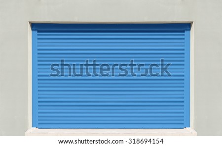 Shutter door or rolling door, blue color.