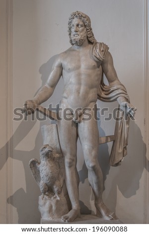 Statue of a naked roman man in Rome, Italy, 2014