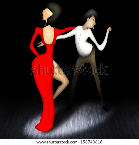 A pair of graceful dancing tango