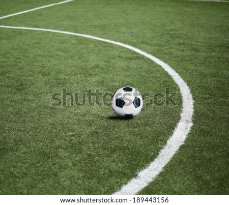 Football pitch with the ball, sports background