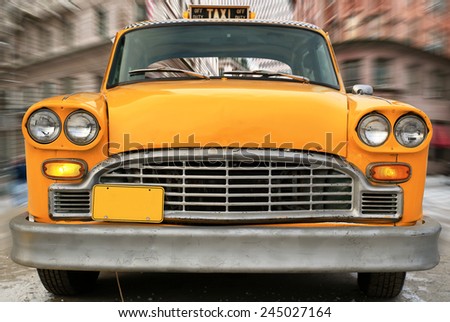 Moscow, Russia dacbr 10, 2014: Taxi, Checker Taxi was an American taxi company. It used the Checker Marathon produced by the Checker Motors Corporation of Kalamazoo, Michigan.