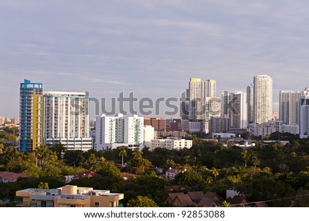 Residential rental apartment and condominium buildings in the Brickell area of downtown Miami.