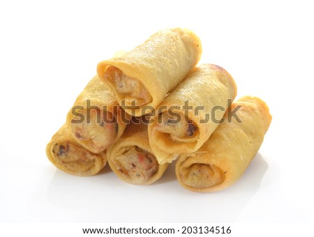Spring Roll also known as Egg Roll isolated on white.
