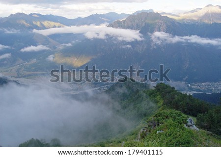 Landscape with mountains and river valley