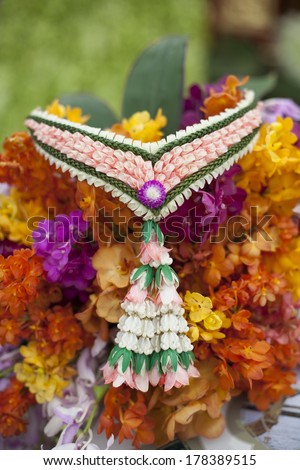 Exotic Exhibit of tropical flowers and Asian artefacts at Chelsea Flower Show 2012