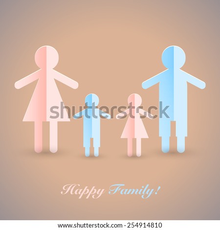 A man, a woman, a son and a daughter. Vector people pictogram. Flat icon of a happy family with children.
