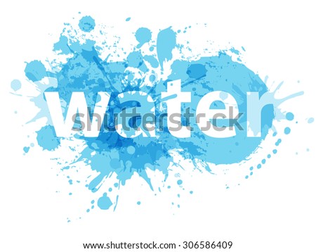 Illustration With Blue Water Color Paint Splashes And Smudges. Vector