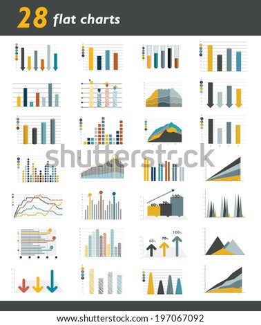 Set of 28 flat charts diagrams for infographic Vector Set of 28 flat charts diagrams for infographic Vector