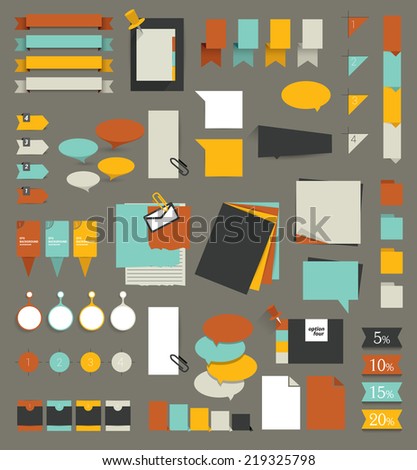 Big set of flat reminder stickers Infographic set Big set of flat reminder stickers Infographic set