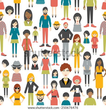 People pattern. Flat figures. Seamless background.