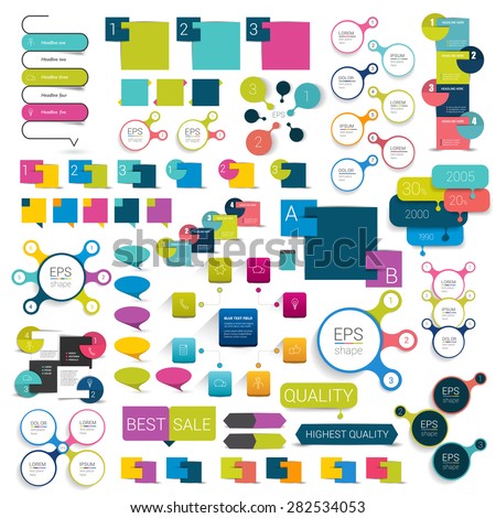 Collections of info graphics flat design diagrams Various color schemes boxes speech bubbles for print or web design Vector illustration Collections of info graphics flat design diagrams Various color schemes boxes speech bubbles for print or web design Vector illustration