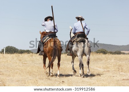 Cowboy on horseback. Horse ride. Equestrian sport. Sports riding.