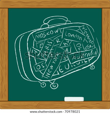Suitcase Stickers on Travel Stickers On Travelling Bag Luggage Stock Vector 70978021