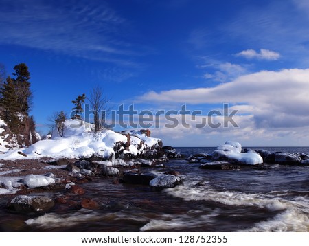 Lake Superior north shore in Minnesota in winter