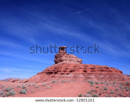 Mexican Hat is sandstone formation in Utah near Mexican Hat town