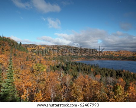 Lake at fall season on the north shore of Lake Superior