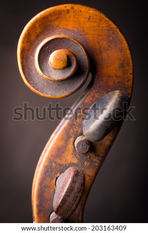Old  broken violin close up