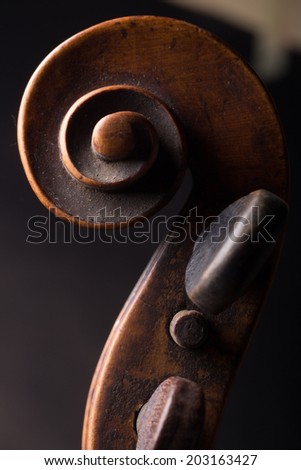 Old  broken violin close up