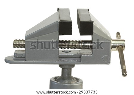 Bench Vice Isolated On White Background Stock Photo
