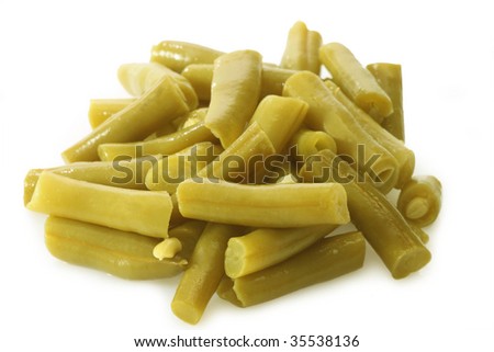 Canned green beans on bright background