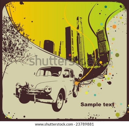 Backgrounds Auto Racing on Vector   Retro Design With Vintage Car On Grunge   Urban Background