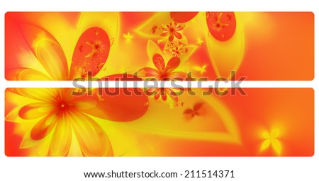 Autumn fractal orange flowers,  banners